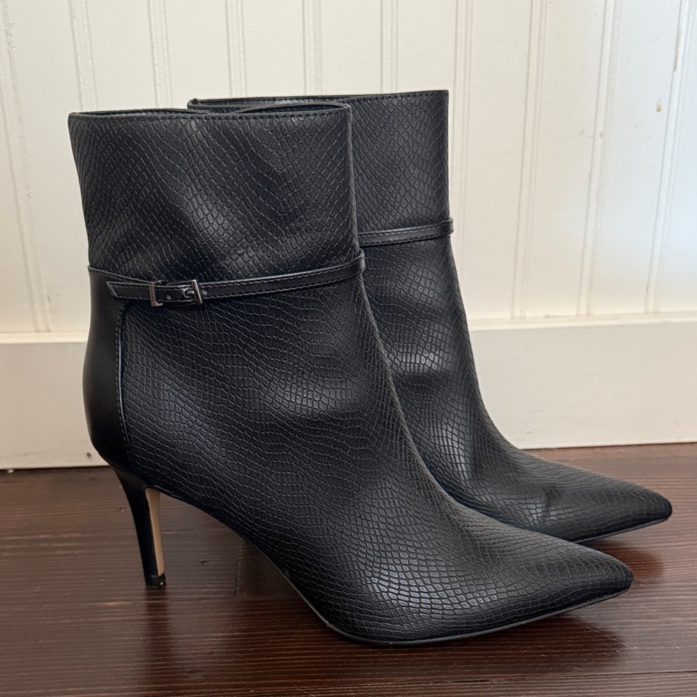 Calvin Klein Textured Black Heeled Boots